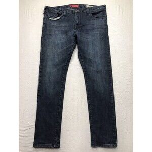GUESS Scotch Fit Jeans Men 34x30 Med Rise Skinny Dark Wash Whiskering Stretch